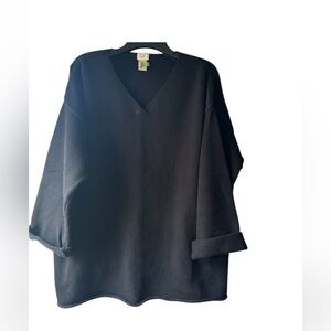 J. Jill Black Oversized Pullover Women’s V Neck Cotton Knit Sweater